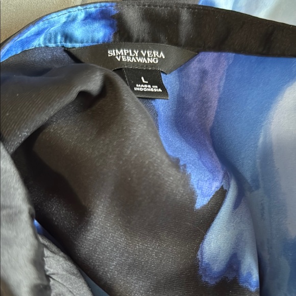 Simply Vera Vera Wang Blue and Black Flutter Sleeve Maxi Sundress - Picture 3 of 3